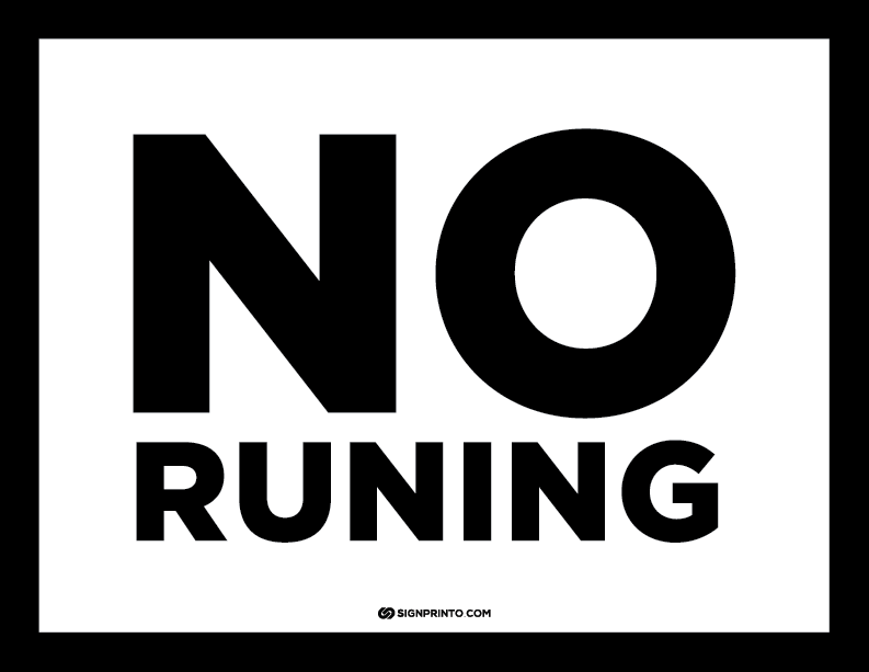 No Running Sign A4 Printable Preview