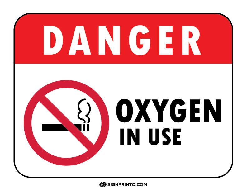 Oxygen In use Sign A4 size Preview