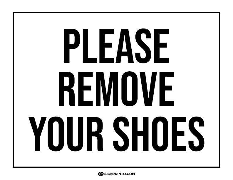 Please Remove Your Shoes Sign A4 size Preview
