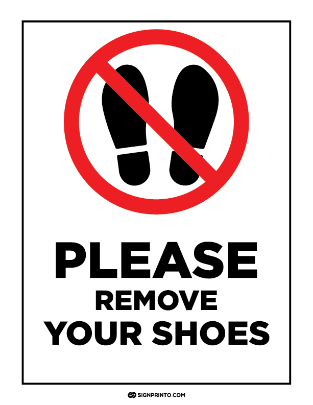 Please Remove Your Shoes Sign A4 size Preview