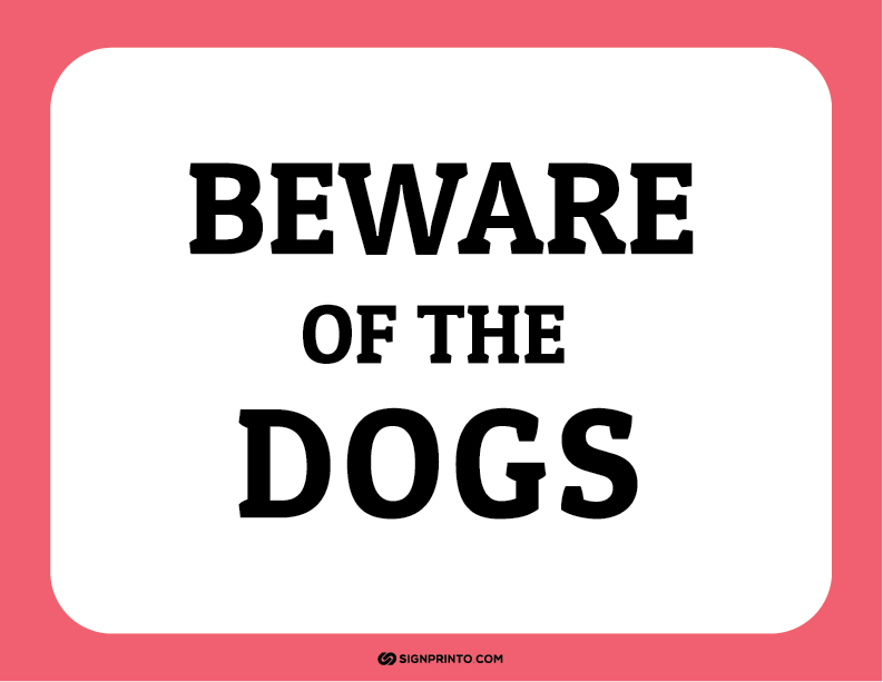 Beware Of Dog Sign A4 size Preview