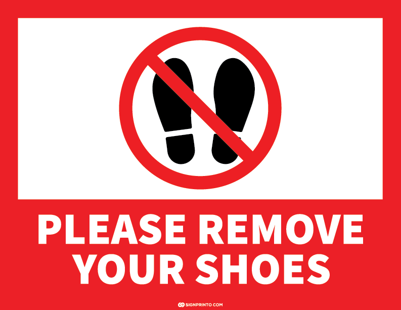 Please Remove Your Shoes Sign A4 size Preview
