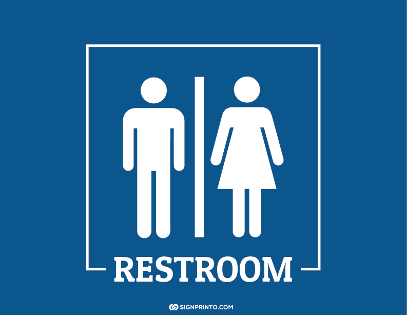 Restroom Sign Blue A4 size Preview