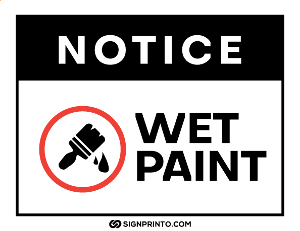 caution wet paint sign printable red black 