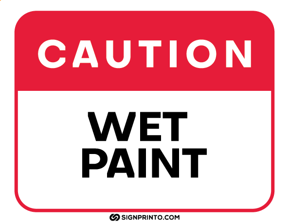 printable  caution wet paint sign red color