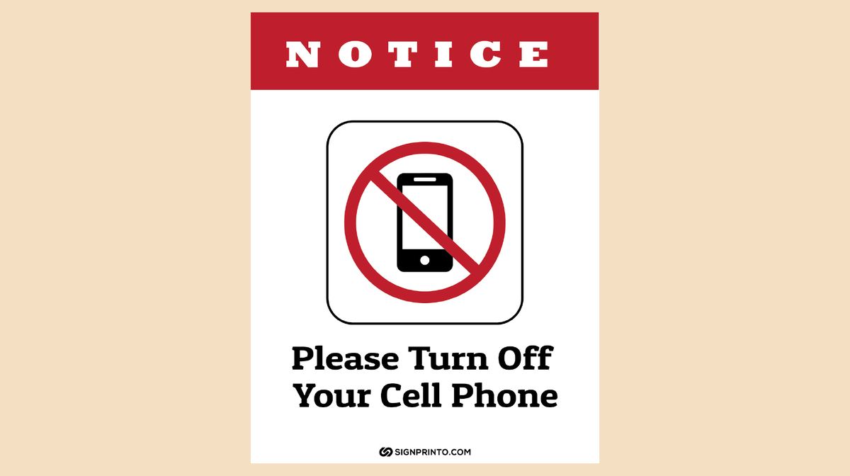 Notice Please turn off your cell phone sign