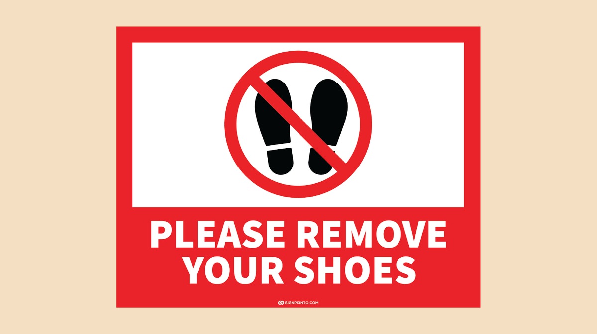 Please Remove Your Shoes Sign