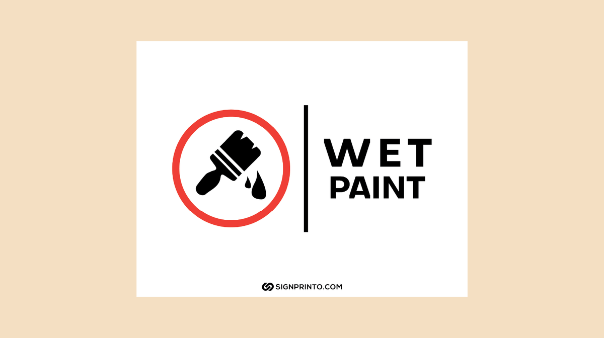 printable black color wet paint sign 