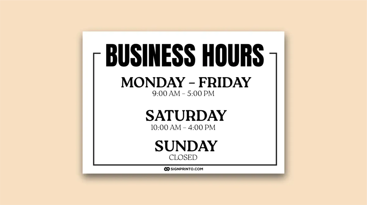 Business Hours Sign Black Color Design Download Preview