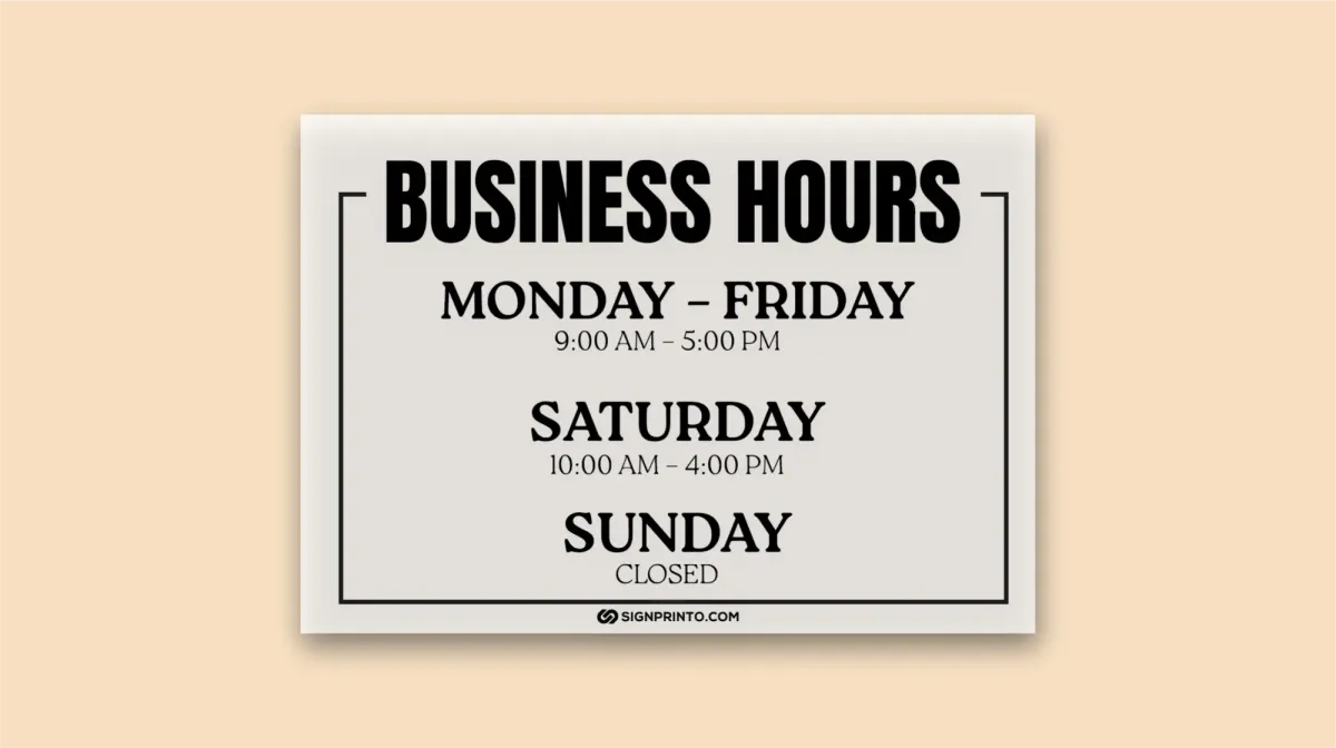 Free Download Printable Business Hours Sign Black Color Design [ PDF ]