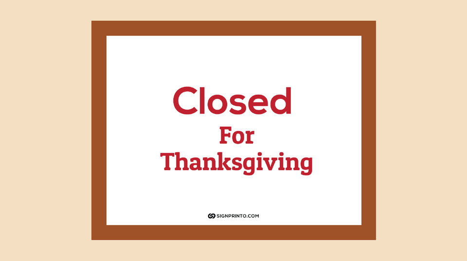 Free Printable Closed for Thanksgiving Sign PDF