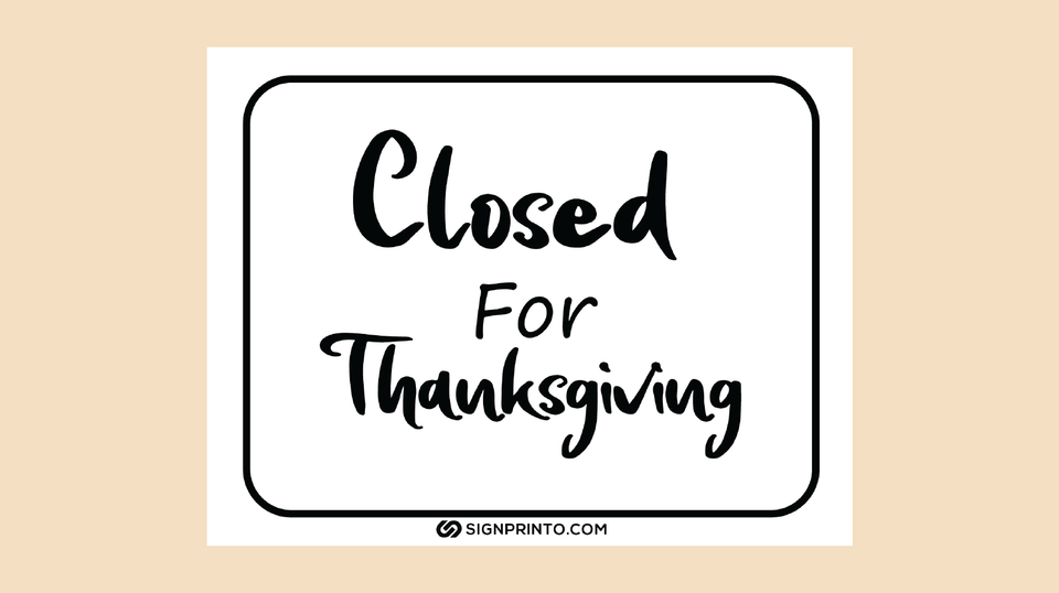 Printable Closed for thanksgiving Sign PDF