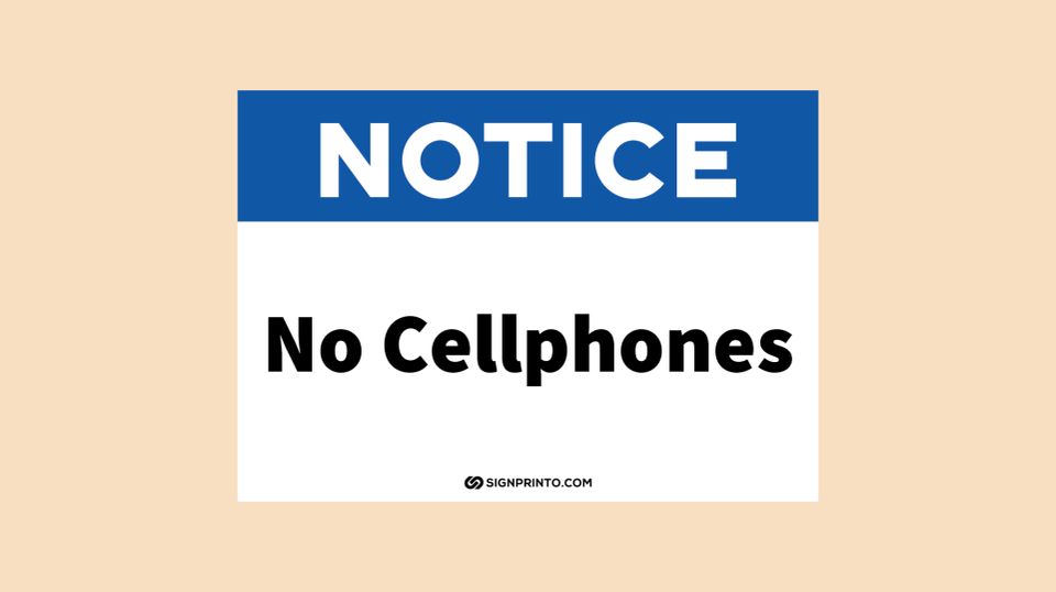 Printable No Cellphones Sign Notice Download [PDF]