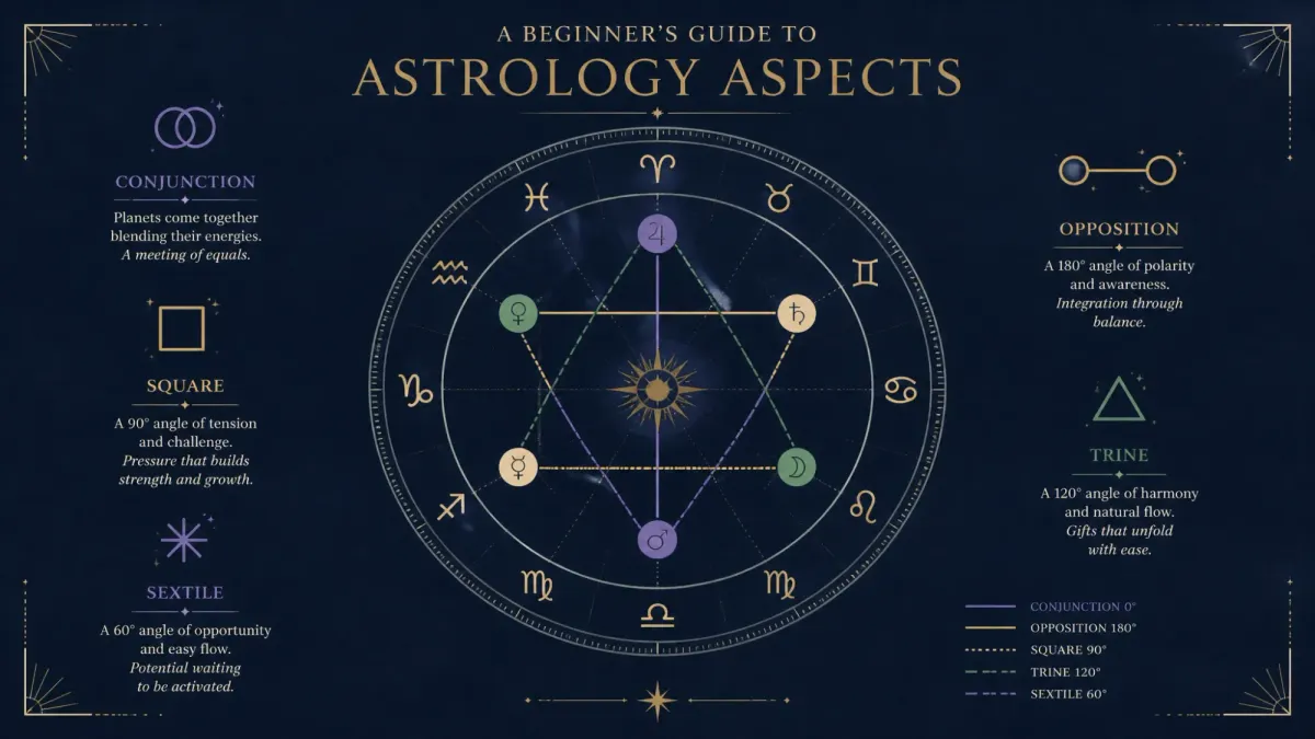 Astrology Aspects Explained: Conjunctions, Squares, Trines, and More