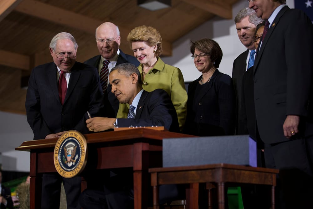 President Barack Obama signed the Agricultural Act of 2014 at Michigan State University in East Lansing, Mich., on Friday, Feb. 7, 2014. The president spoke on the importance of the act to America’s economy, detailing the progress over the last five years and how this bill will build on that progress.