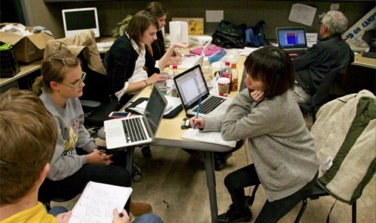 IowaWatch staffers working on Election Night 2012.