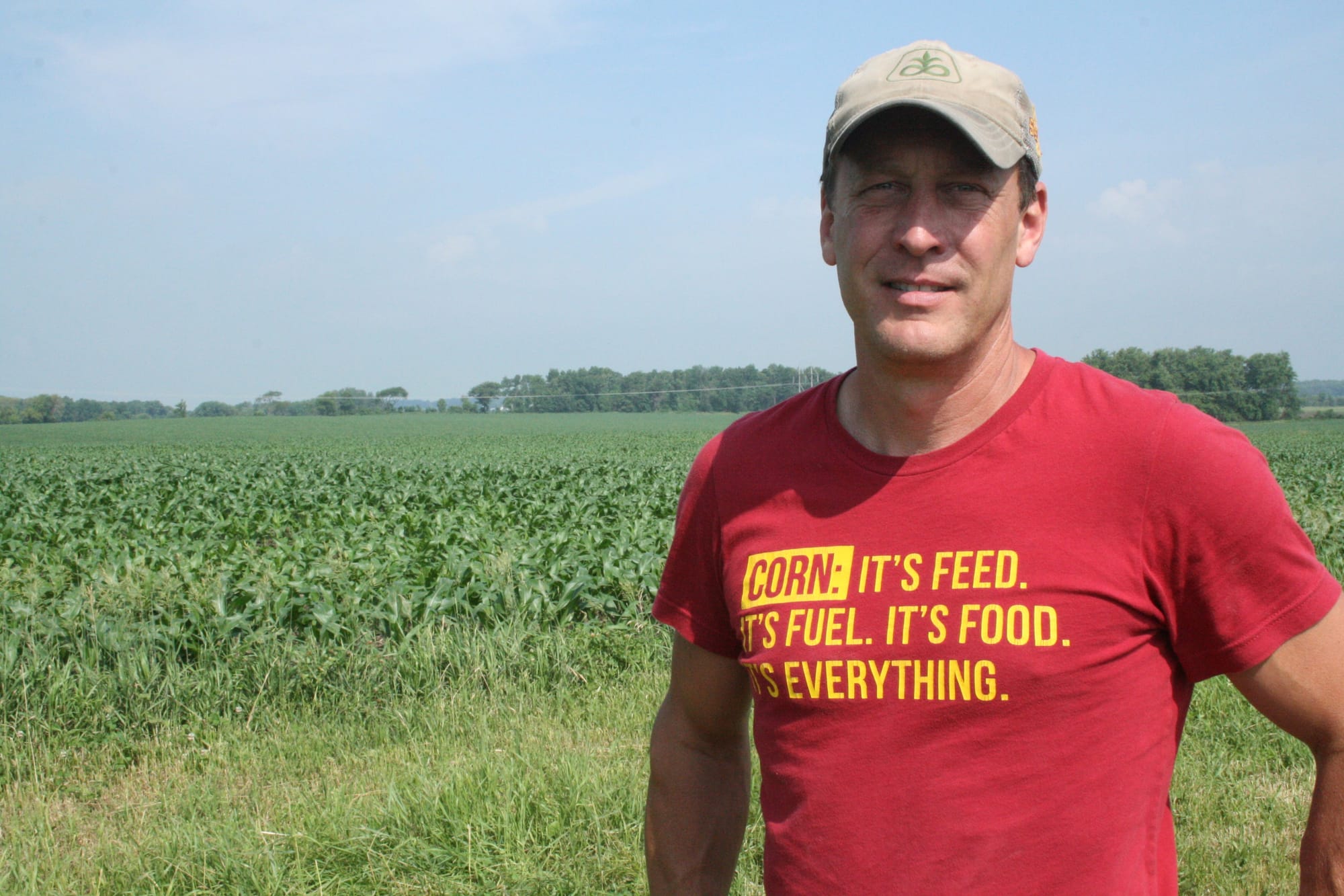 Chad Ingels at his corn, soy and hog farmer in Fayette County, Iowa.