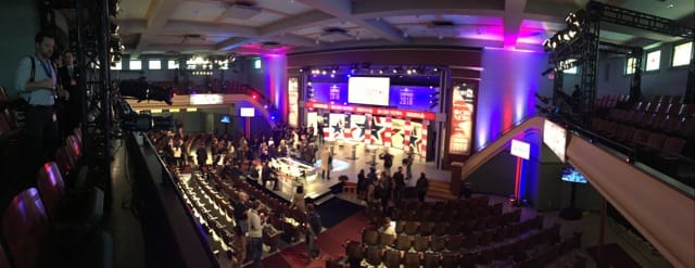 Inside the Des Moines Civic Center before a Democratic presidential debate on Nov. 14, 2015.