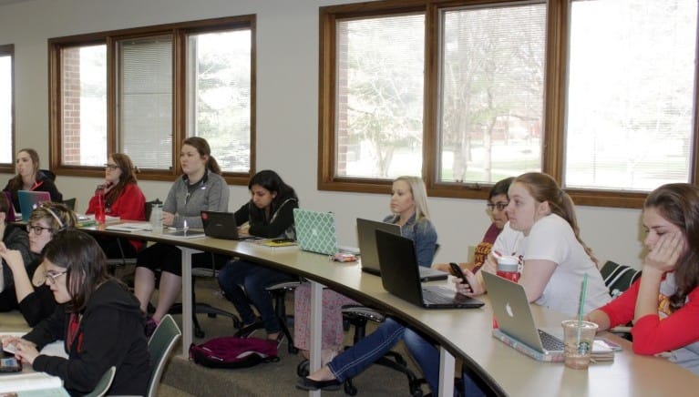 Simpson College classroom in April 2015.