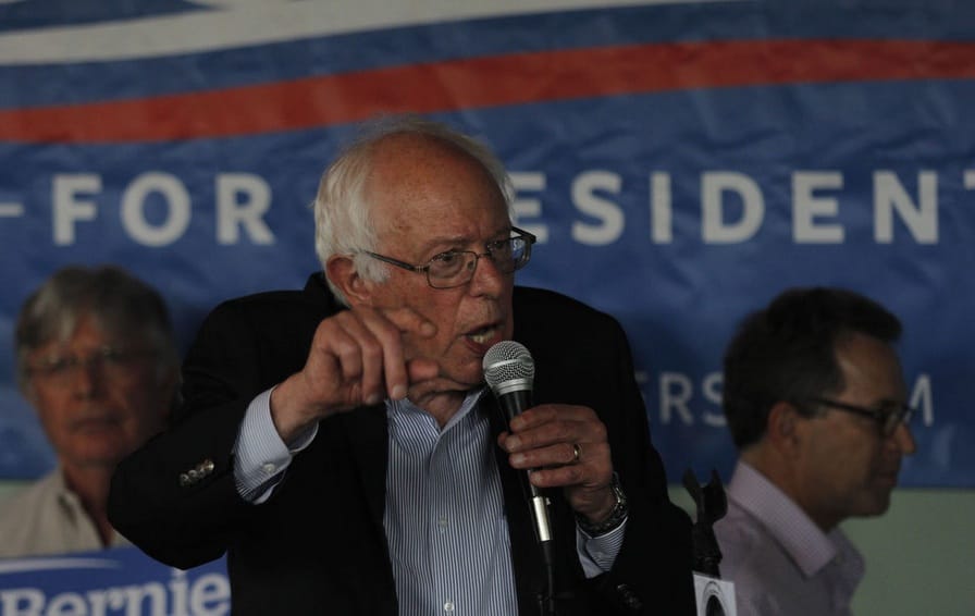 Democratic presidential candidate Bernie Sanders at a campaign event in downtown Ames on May 30, 2015.