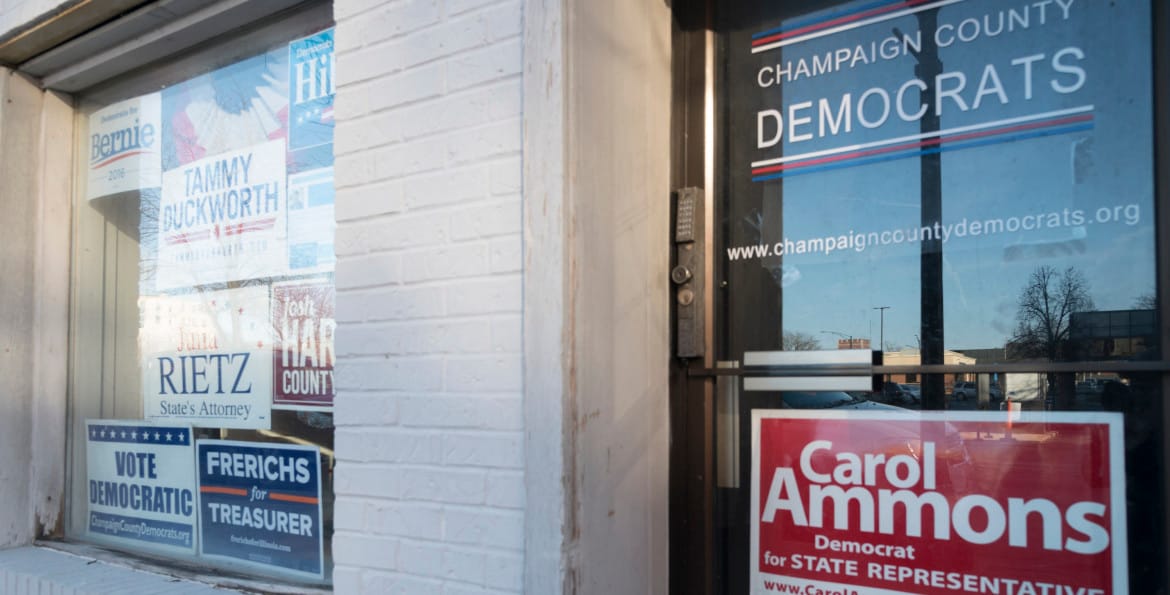 Local Democrat party headquarters in Champaign on Friday, January 29, 2016.