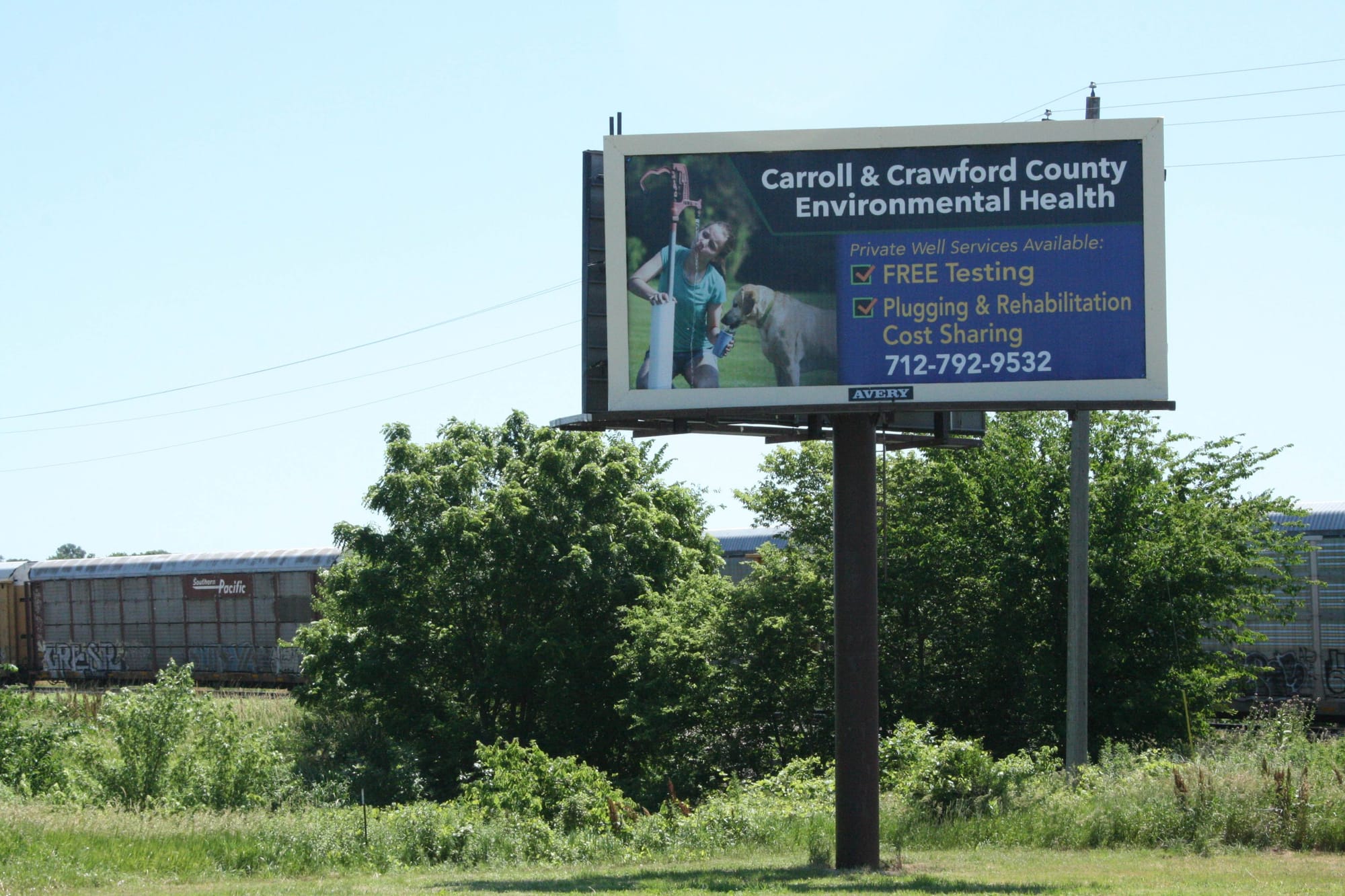 A billboard in Denison, Iowa, advertised well testing services on June 21, 2016. 