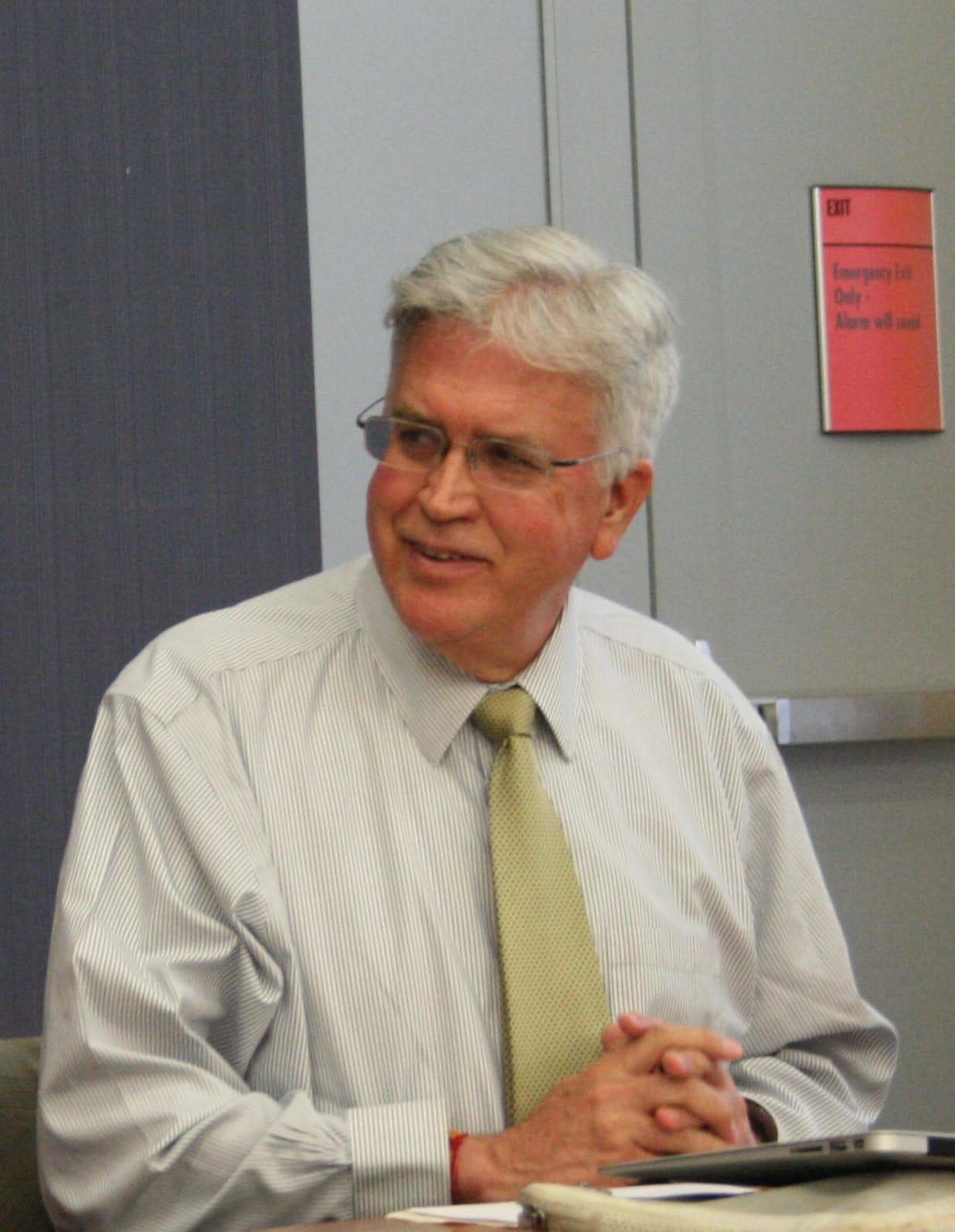 Kent Boyum, director of economic development and government relations for Maharishi Vedic City and an Iowa Organics Association board member, spoke at an event hosted by the Pesticide Action Network, May 10 in Iowa City.