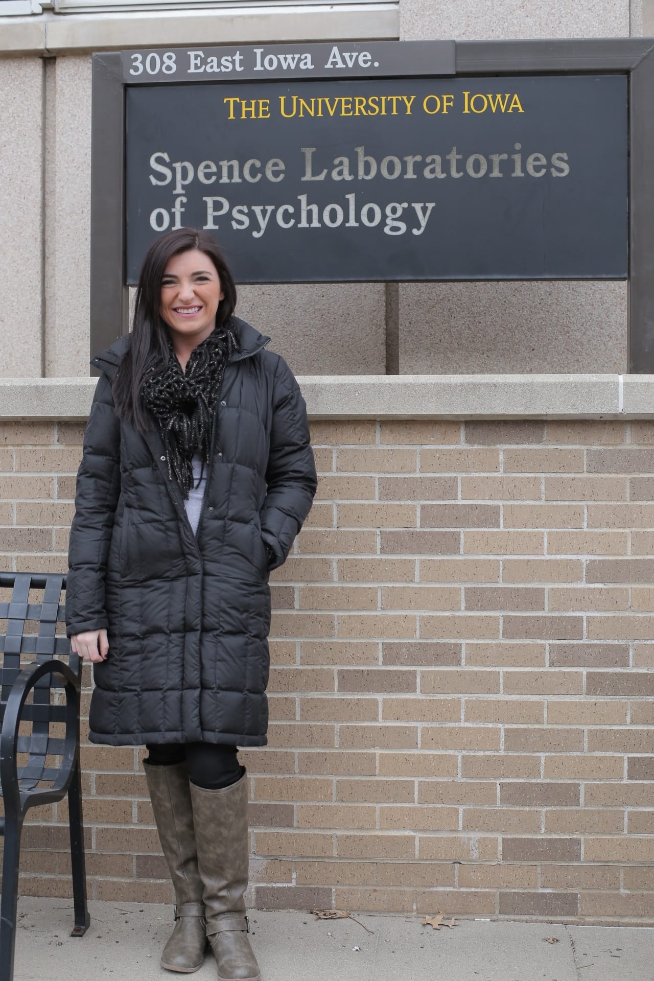 Bridget Stevens, outside at the University of Iowa Spence Laboratories in this Feb. 16, 2015, photo.