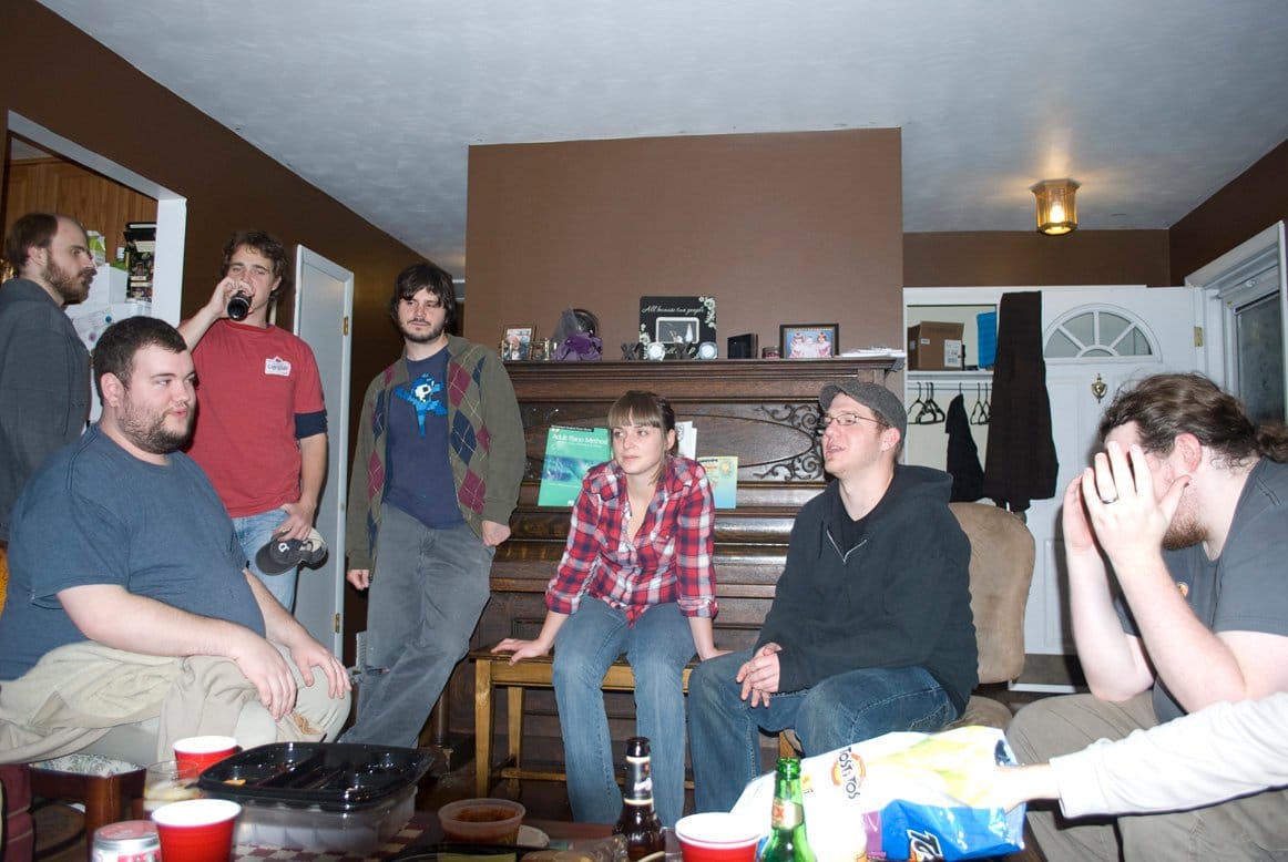 Budcat Creations employees would get together socially, as shown in this get together before the studio was closed. (Photo courtesy of Tom Heinecke)