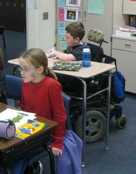 Cael Rudkin was in third grade in this classroom picture taken in 2011, sitting behind classmate Emily Trickey. 