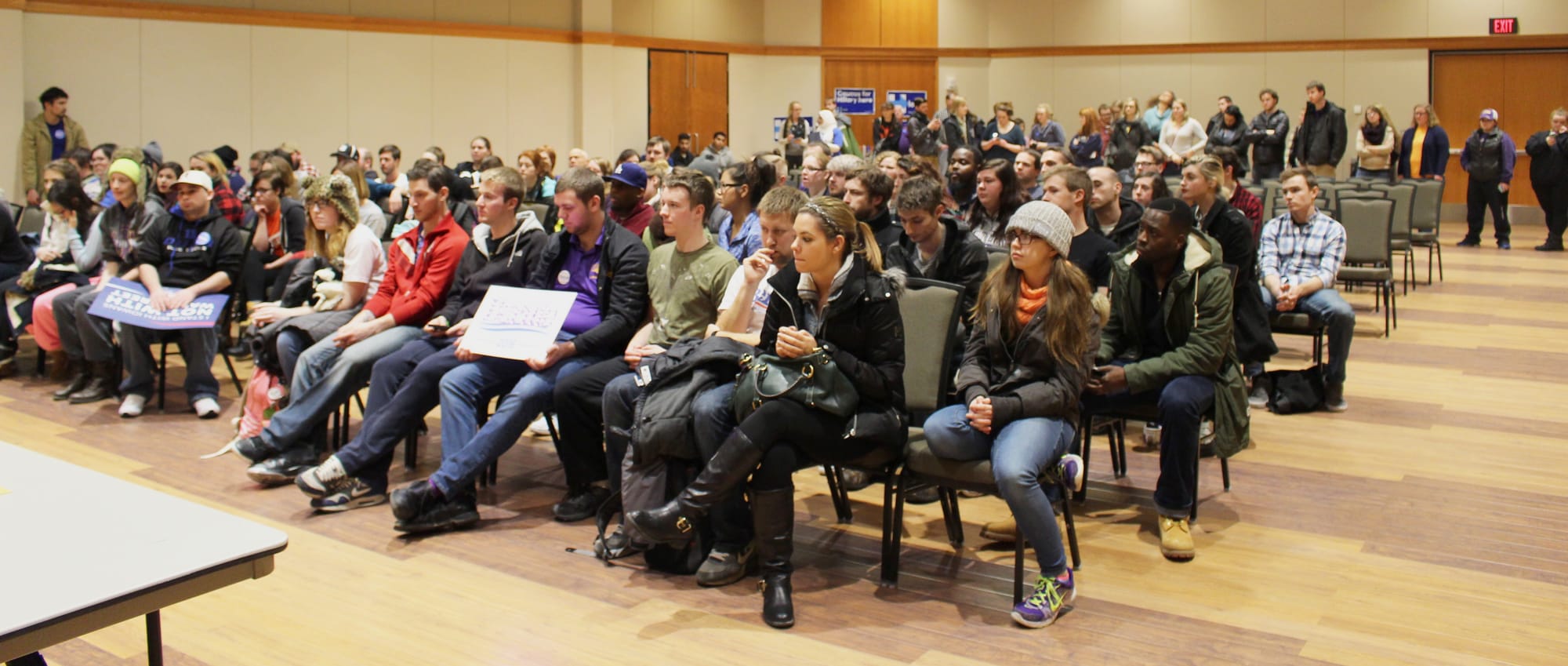 Democratic caucus-goers at the University of Northern Iowa's Maucker Union in Cedar Falls, Iowa, the night of Feb. 1, 2016.