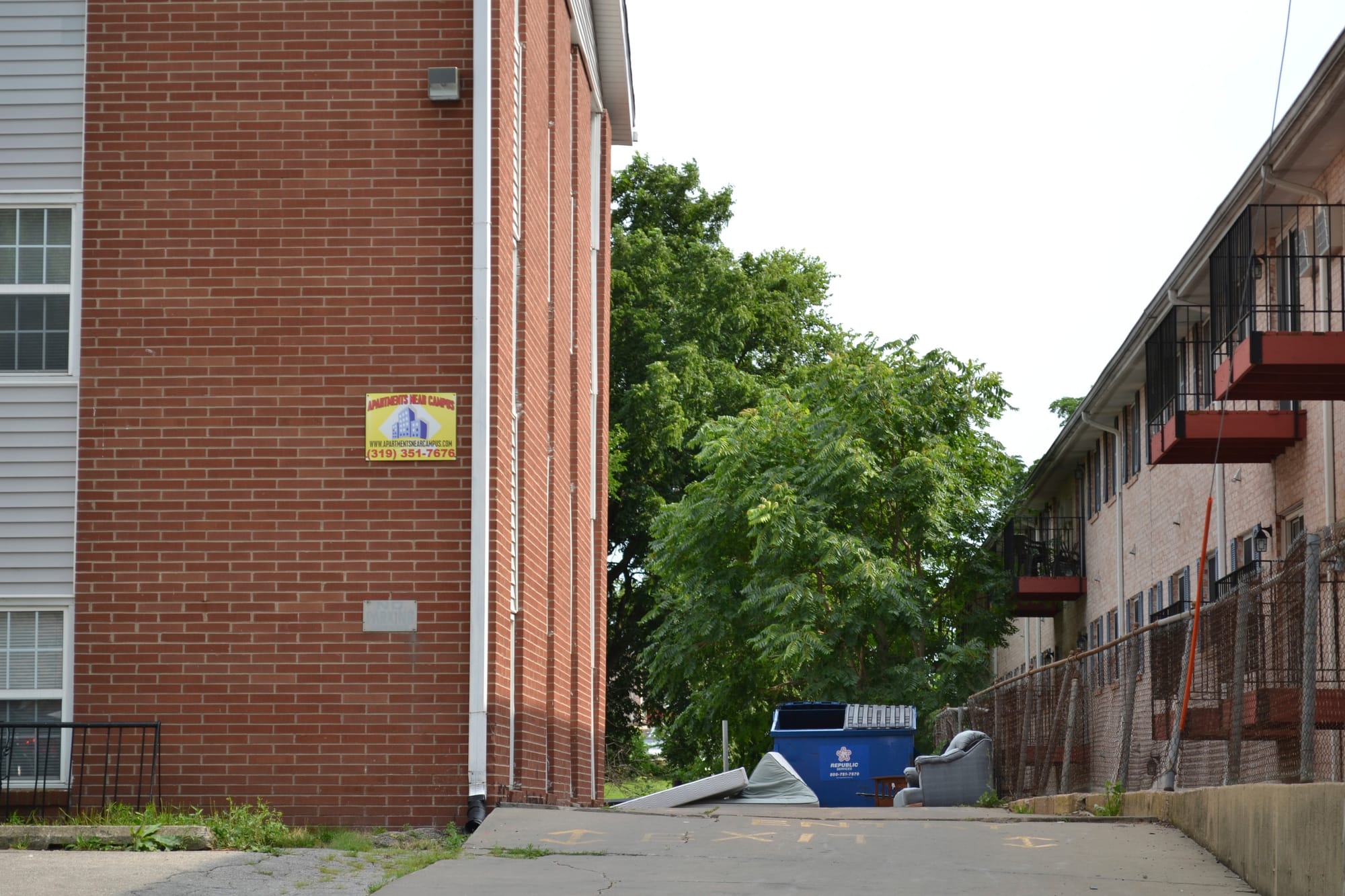 An Apartments Near Campus building on Burlington Street near downtown Iowa City shown on July 28 2015 as tenants moved out.