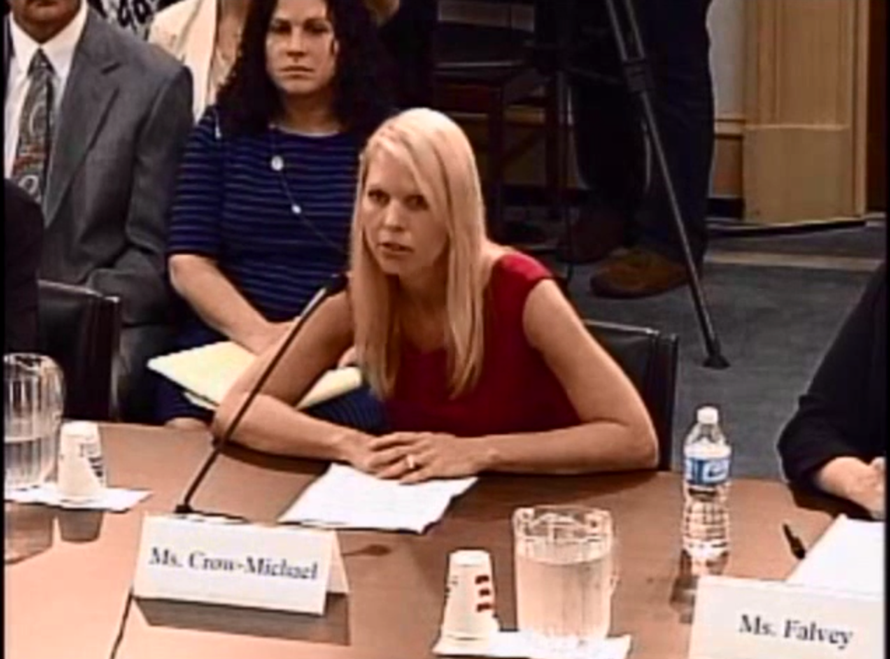 Heidi Crow-Michael, whose son died in an ROV crash, testifying before Congress.