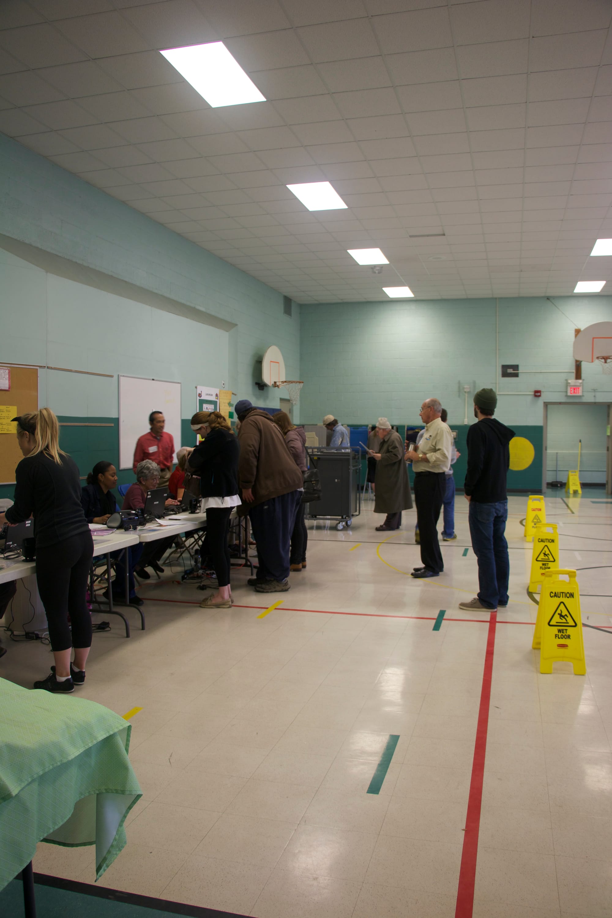 Voters at Horace Mann Elementary School in Iowa City, Iowa, on Election Day, Nov. 4, 2014.