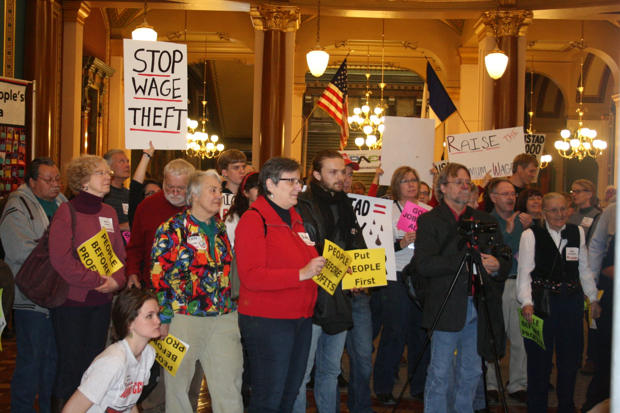 Protesters gathered during Iowa Citizens For Community Improvement's 'Day at the Capitol' on Jan. 13, 2014.
