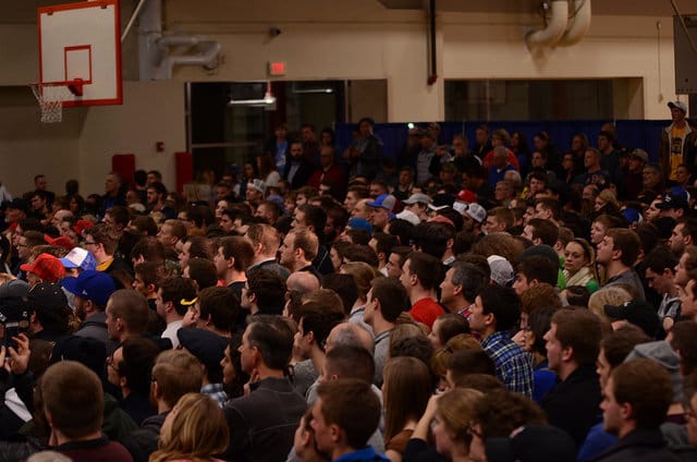 The audience for Donald Trump's Jan. 26, 2016, speech in Iowa City, Iowa.