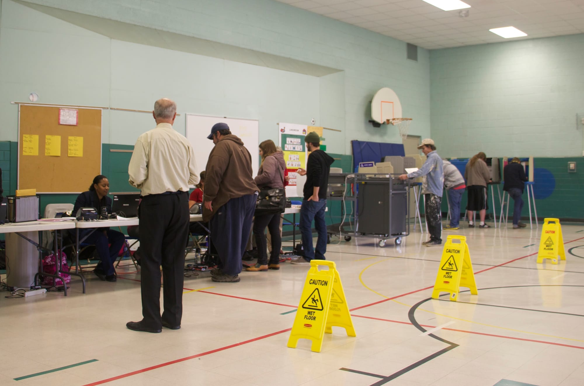 The pace was slow at the Horace Mann Elementary School poll in Iowa City shortly after lunch but picked up later in the day.