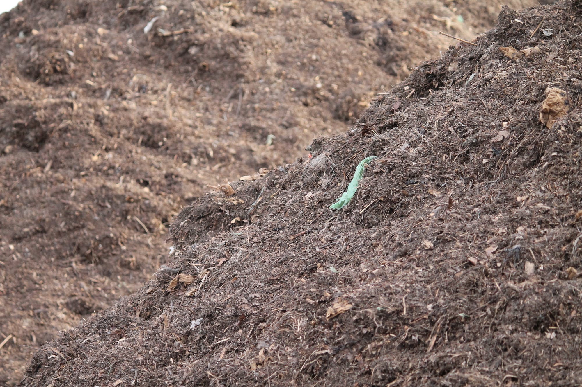 The compost from the yard and food waste at the Iowa City landfill. It takes about six to eight months for the materials to break down into compost. The temperature inside the compost pile can be as high as 140 to 150 degrees, Jen Jordan, the recycling coordinator of the Iowa City Landfill and Recycling Center, said.