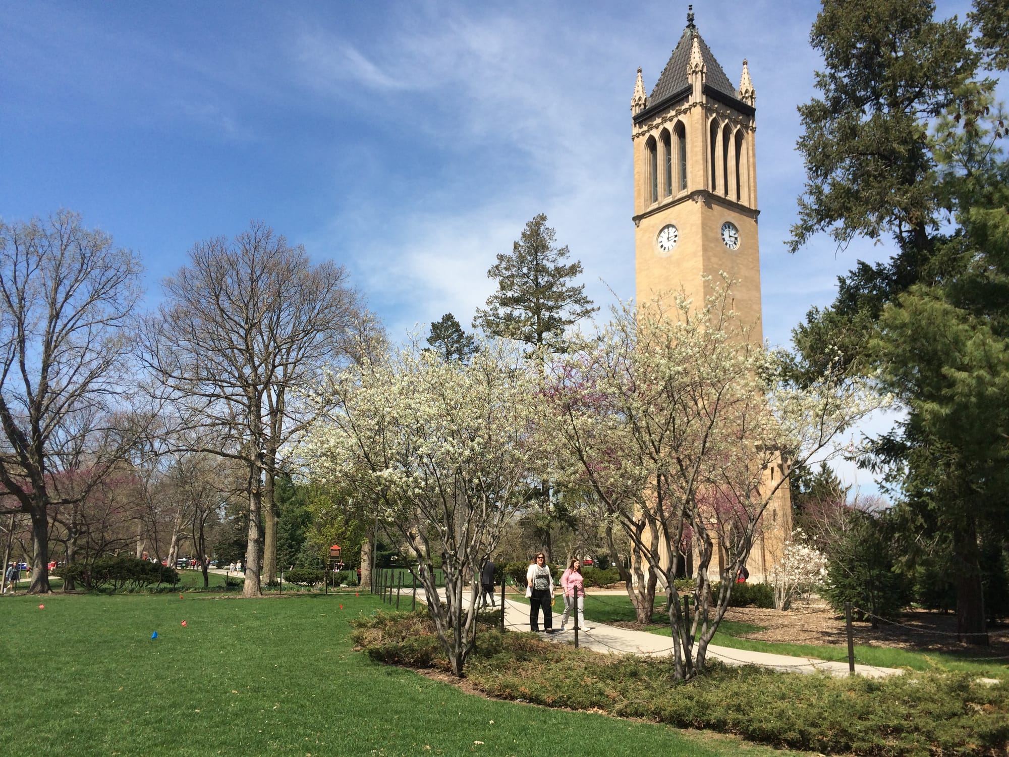 Iowa State University's iconic Campanile tower. One of two designated free speech zones at Iowa State is south of the Campanile.