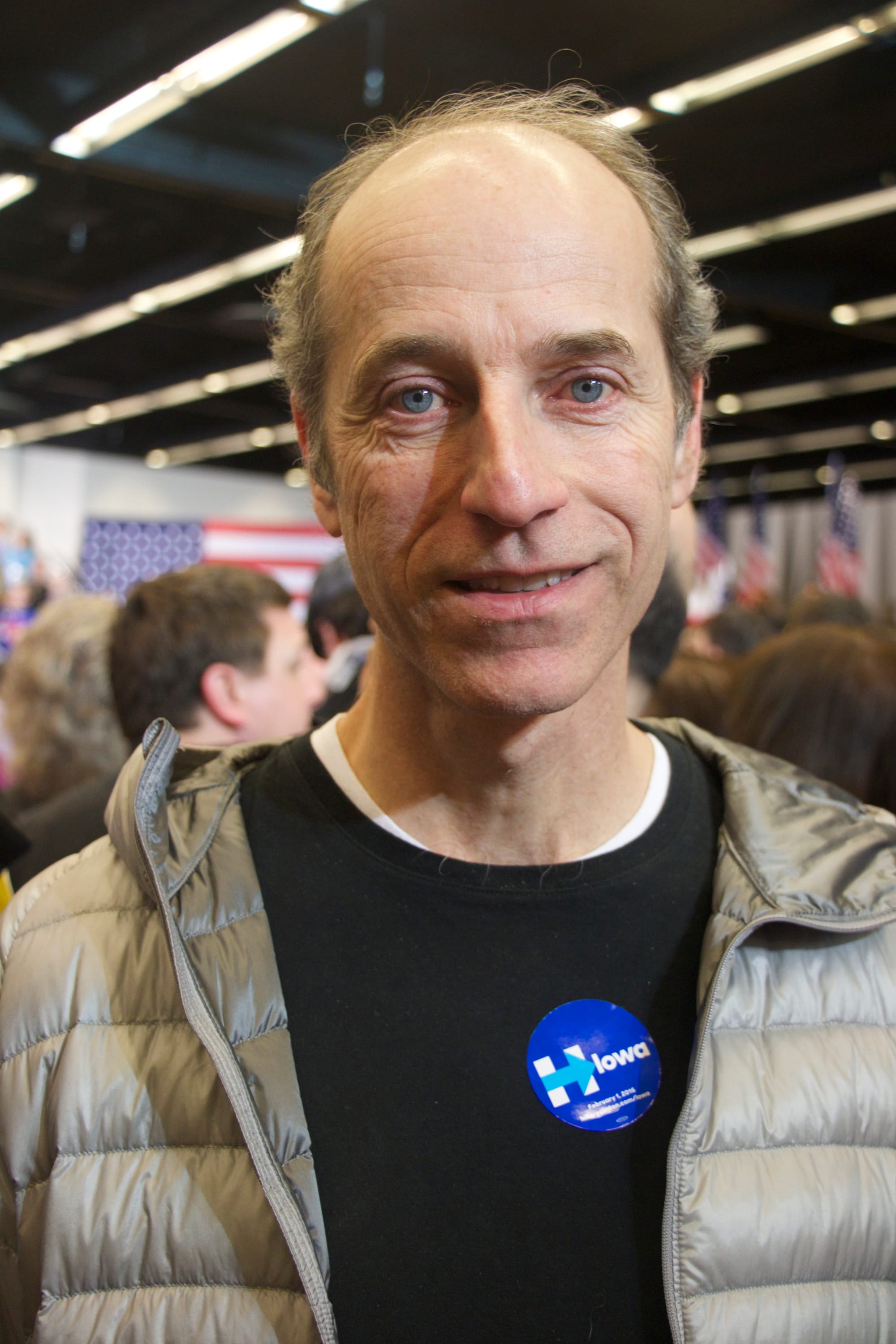 Kevin Owens of Des Moines, at the Hillary for Iowa Caucus Night Victory Party at Drake University in Des Moines on Monday, Feb. 1, 2016.