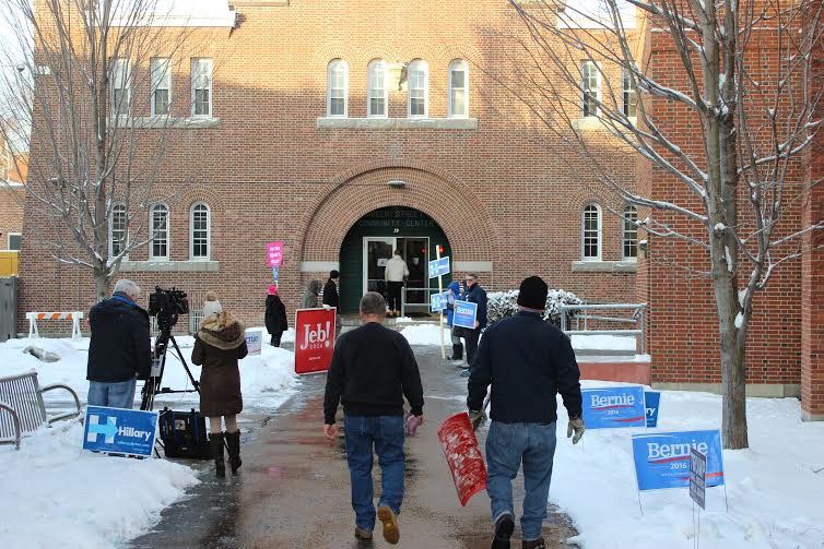 Voters had to shovel out before hitting the polls Tuesday, Feb. 9, 2016, in Concord, New Hampshire.