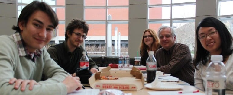 IowaWatch team in late 2011 with co-founder Stephen Berry at the University of Iowa, Iowa City.