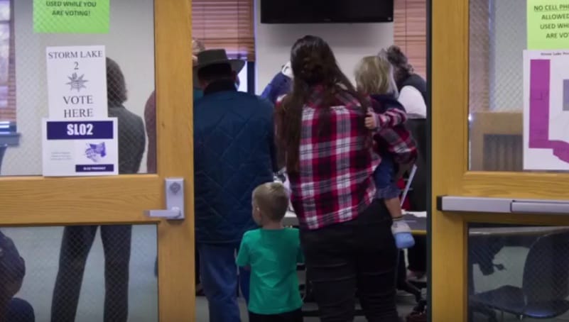 Storm Lake, Iowa, voters prepare to cast ballots on Nov. 8, 2016.