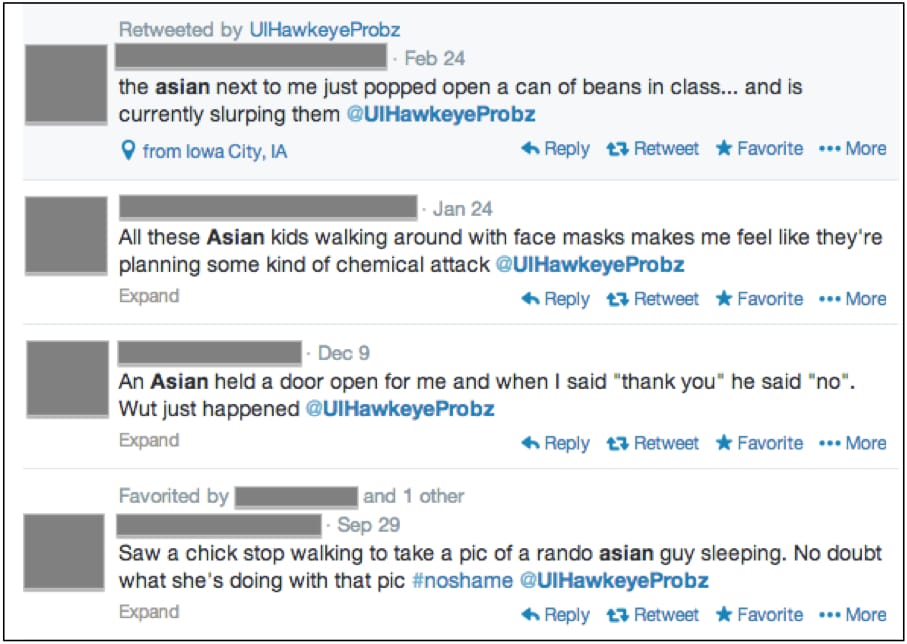 Screenshot of tweets on UIHawkeyeProbz, taken March 3, 2014.