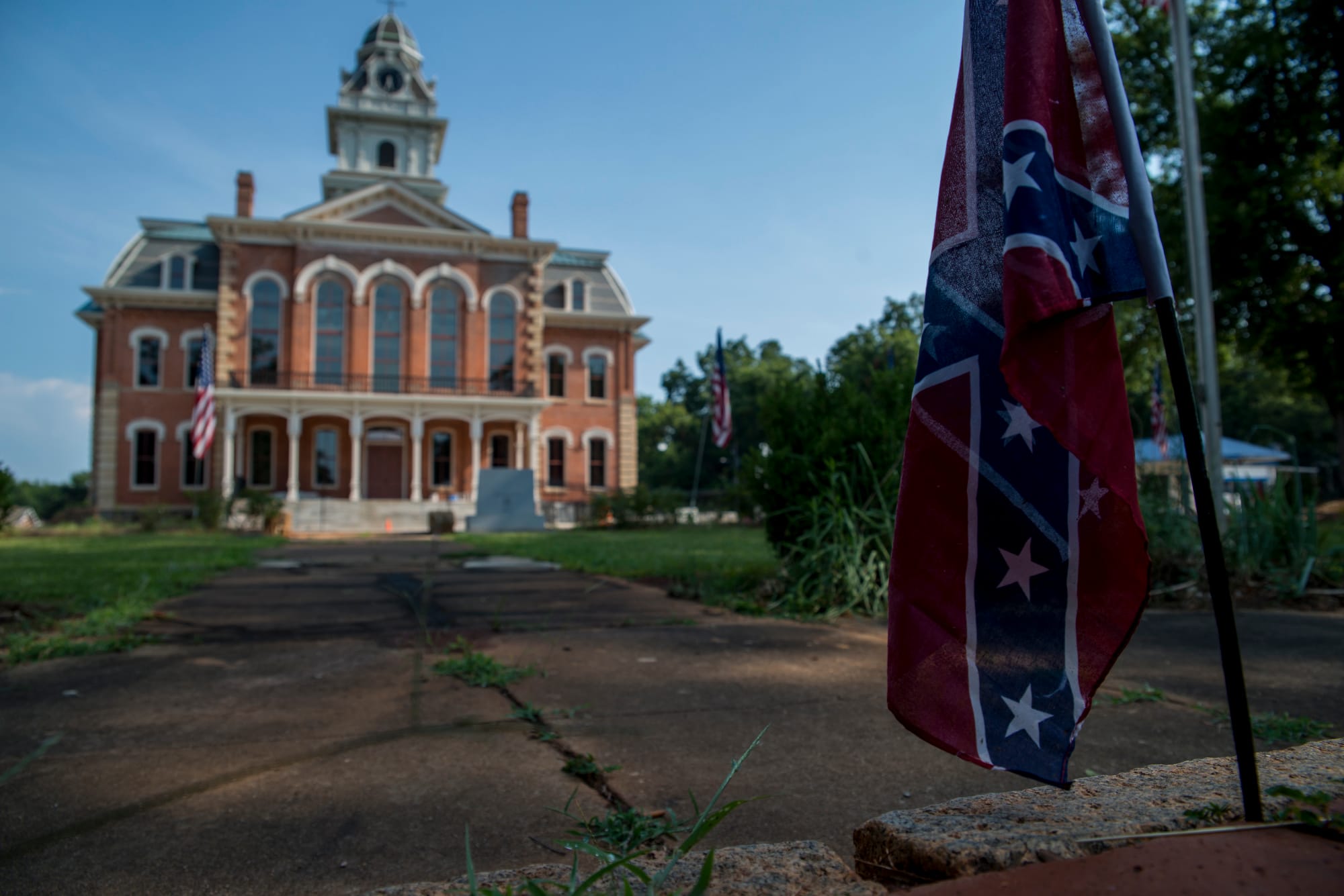 The Hancock County courthouse is in the county seat of Sparta, Georgia. Across from the courthouse a Confederate flag is wedged into the bricks of the Civil War memorial dedicated to those who served in the Confederacy. Sparta’s population is nearly 80 percent black. 