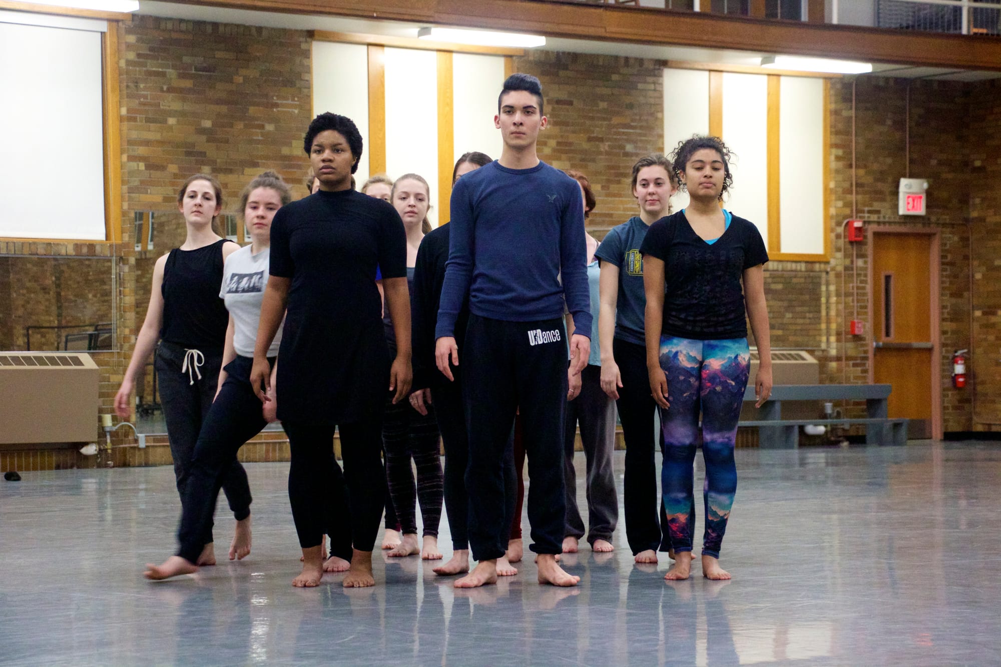 Members of the 2016 University of Iowa Dancers in Company troupe rehearse "Anatomy of a River," one of six dances in the group's Water Works program, on Feb. 11.