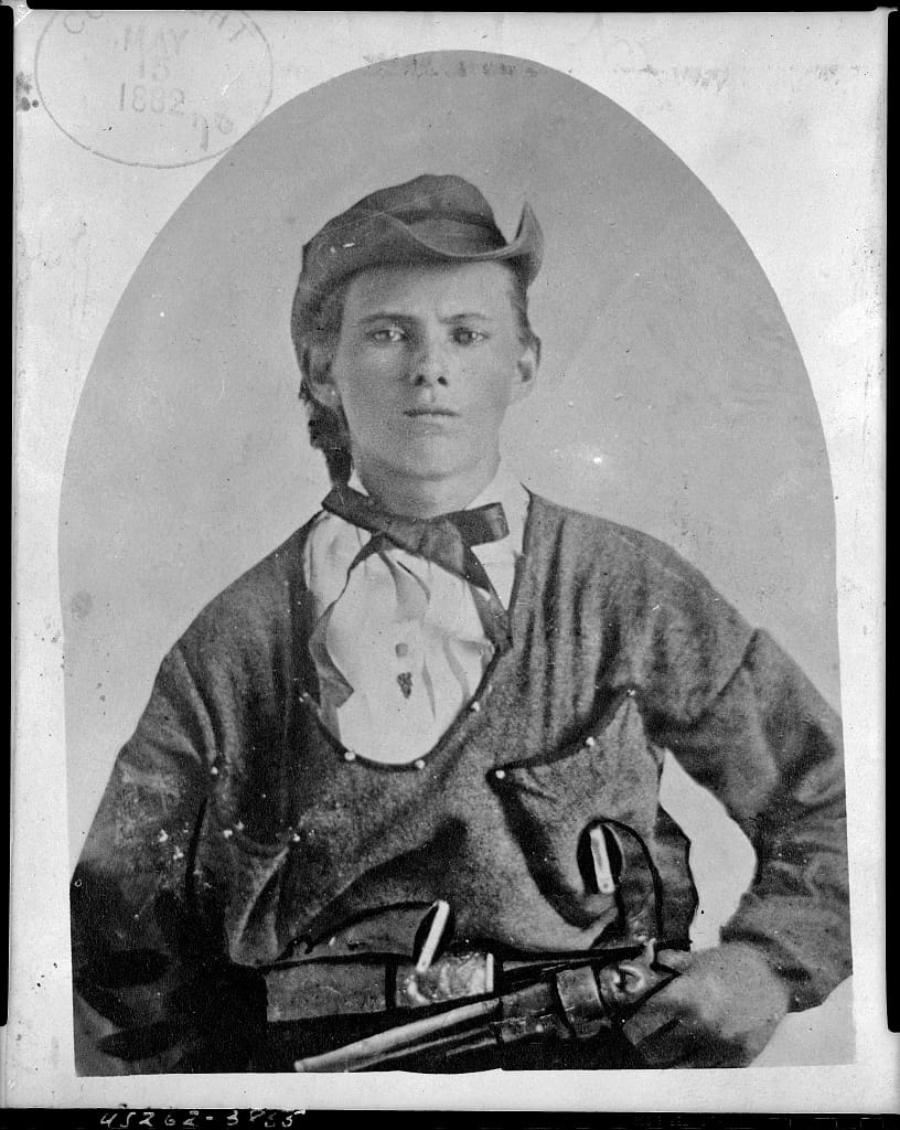 Jesse James photographed circa 1882 from the Library of Congress Prints and Photographs Division.