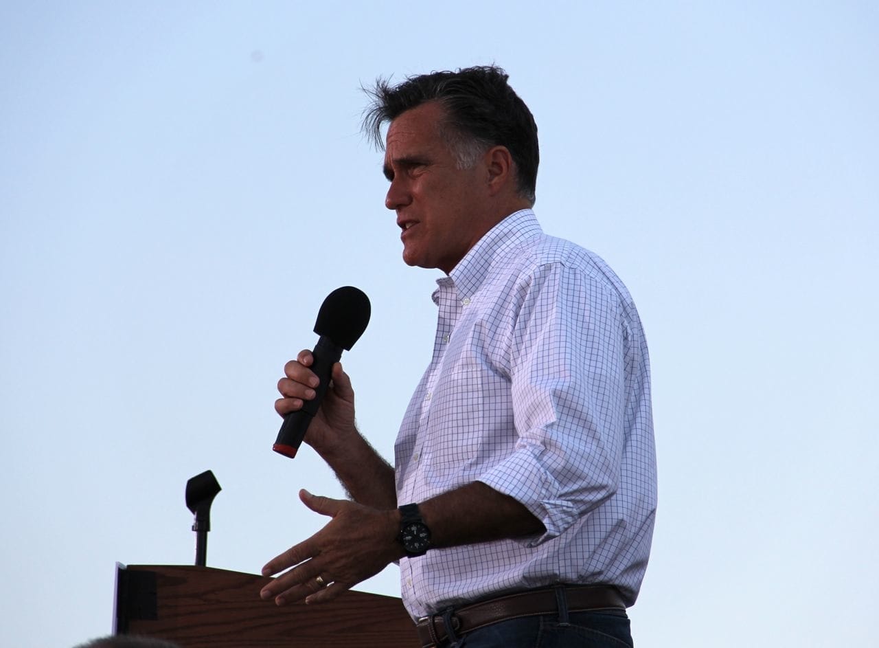 Mitt Romney in Davenport, Iowa this past Monday. Photo by Guannan Huang.