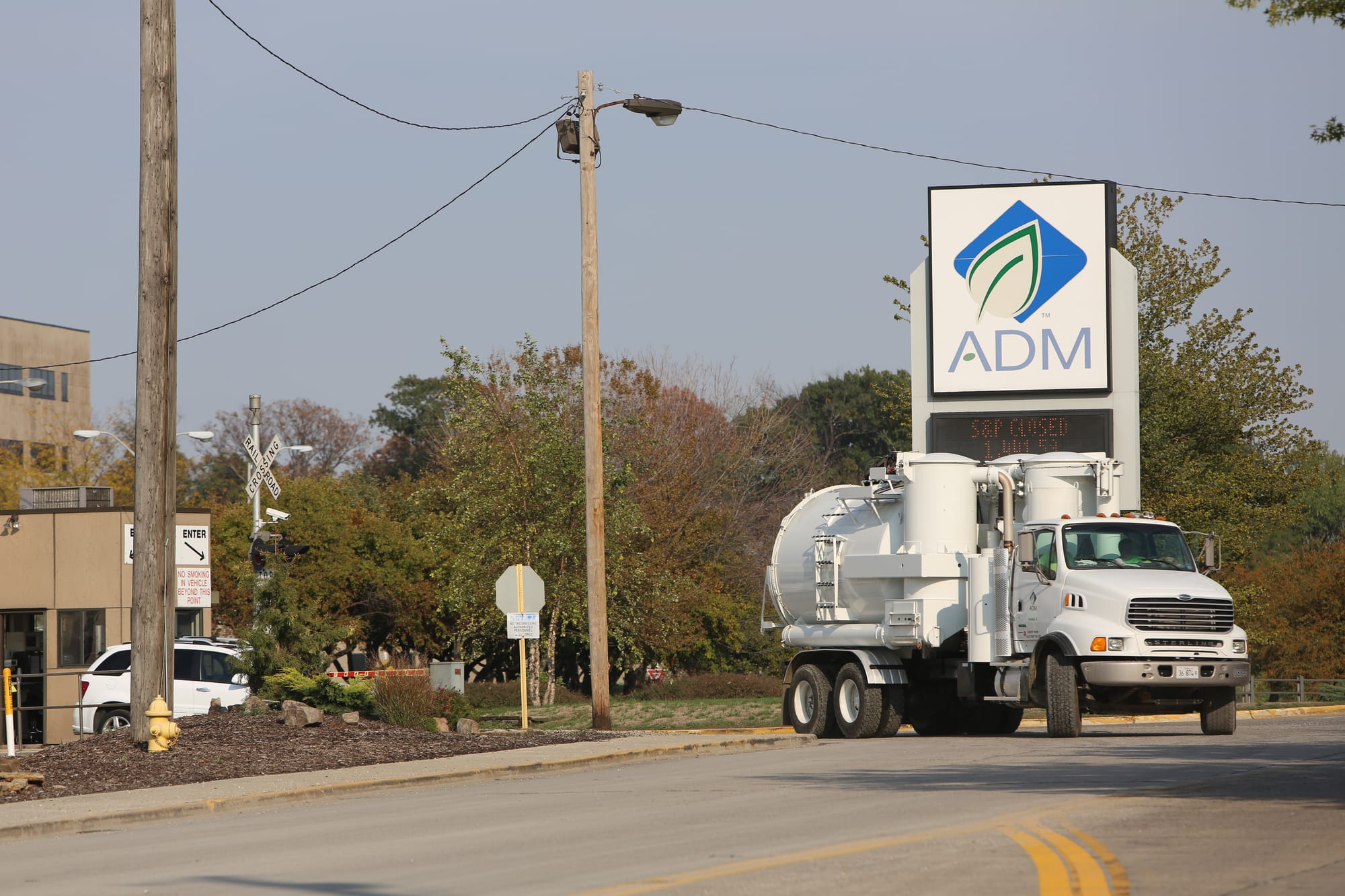 Truck pulling out of ADM plant