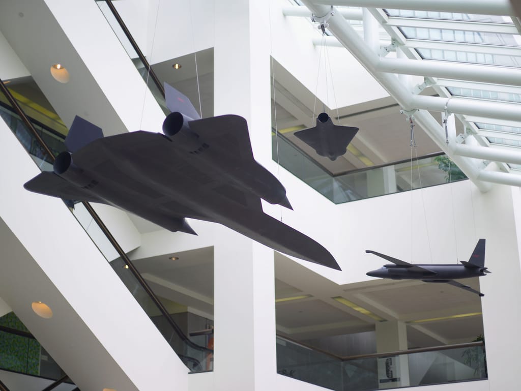 Suspended from the ceiling of the CIA's headquarters in Virginia are reminders of intelligence history: three models of the U-2, A-12, and D-21 Drone. These models are exact replicas at one-sixth scale of the real planes. All three had photographic capabilities. 